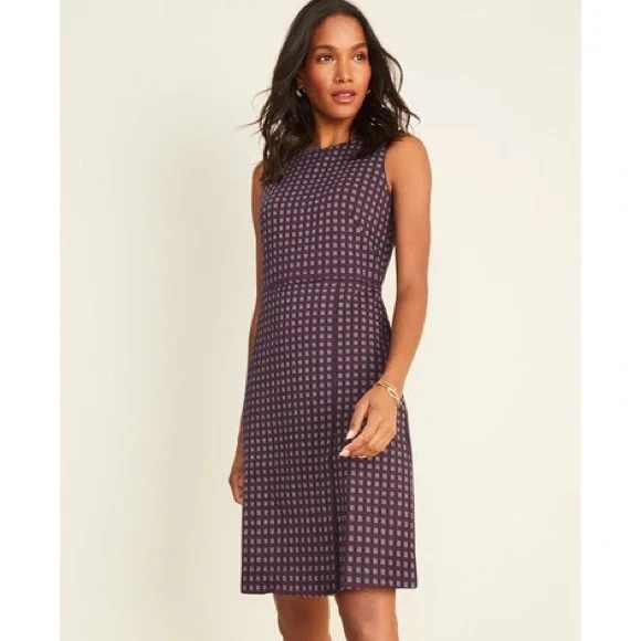 Ann Taylor | Dresses | Ann Taylor Petite Checked Overlap Aline Dress 0p |  Poshmark